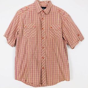 RB Black Elite Jean Co Mens Pink Plaid Tab Sleeve Pockets Button Shirt Size 2XL